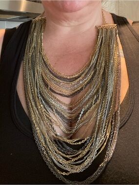 Cara/nordstrom Two-Tone Layered Chain Statement Necklace - Gold & Silver